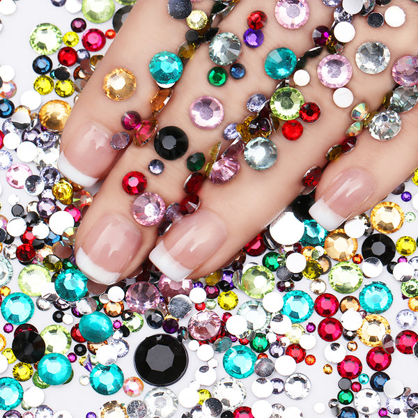 Nail Rhinestones Colourful Crystal Mixed Size Nail Studs