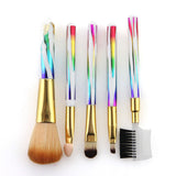 5pcs Rainbow Handle Makeup Brushes Set