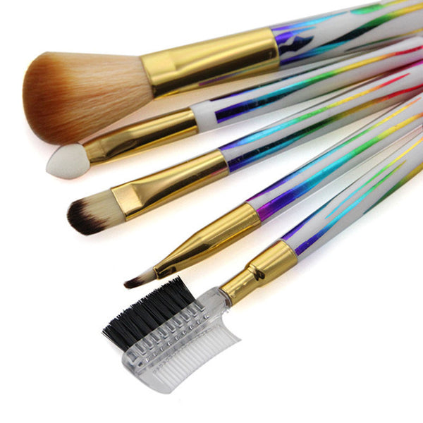 5pcs Rainbow Handle Makeup Brushes Set