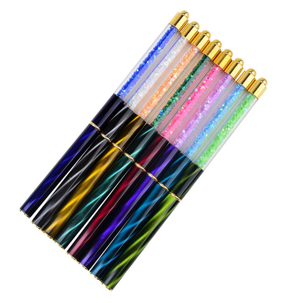 Cat Eye Rhinestones Acrylic Handle Design Nail Art Brush